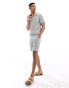 ONLY & SONS ribbed oversized polo co-ord in light grey