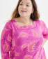 Style & Co Plus Size Printed Cotton Square-Neck Top, Created for Palm Fuchsia, 3X - фото #3