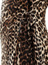 Фото #5 товара Pieces wide sleeve wrap midi dress in leopard print
