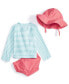 ფოტო #2 პროდუქტის Baby Girls Strawberry Swim Shirt, Shorts and Hat, 3 Piece Set, Created for Macy's