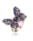 Фото #1 товара Sterling Silver with Black and Rose Gold Plated Multi Color Cubic Zirconia Butterfly Ring