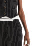 Extro & Vert tailored pinstripe trouser with asymmetric waistband in black co-ord