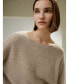 ფოტო #1 პროდუქტის Women's Relaxed Fit Drop-Shoulder Silk Cashmere Blend Sweatshirt for Women