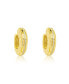Yellow Gold Tone Chunky Hoops with CZ Stripe Earrings
