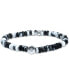 ფოტო #1 პროდუქტის Black & White Agate Rondelle & White Topaz Accent Stretch Bracelet in Sterling Silver