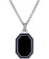 Фото #1 товара Onyx & Lab-Created Sapphire (1/2 ct. t.w.) Octagon Dog Tag 22" Pendant Necklace in Sterling Silver, Created for Macy's