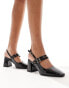 London Rebel Talia slingback mid block heel in black