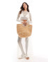 Фото #4 товара Missyempire metallic mesh long sleeve beach top co-ord in light beige