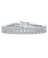 Jewelry Two Row Fashion Statement CZ Cubic Zirconia Wide Tennis Bracelet For Women Rhodium Plated Brass 7 Inches