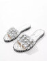 Фото #2 товара Azalea Wang Kizzie jewel embellished sandals in silver metallic