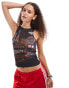 Фото #1 товара ASOS DESIGN mesh tank top with las vegas scene graphic and hotfix