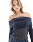 Фото #2 товара COLLUSION knitted sheer multi-way pleated jumper with hood in petrol blue
