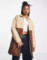 Фото #2 товара Noisy May colour block quilted coat in beige & brown