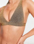 Фото #2 товара South Beach – Mix & Match – Triangel-Bikinioberteil in Metallic-Gold mit hohem Trägeransatz