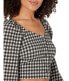 Топ Madewell Gingham Puff Sleeve Button Front Crop