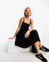 Фото #2 товара Moon River square neck sleeveless shirred tiered midi dress in black