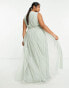 Фото #4 товара Anaya Plus Bridesmaid v neck ruffle waist maxi dress in sage green