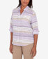 Charm School Women's Horizontal Stripe Button Down Top