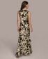 Women's Floral-Print Cowlneck Gown