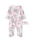 ფოტო #5 პროდუქტის Baby Girls Dream Floral Footed Coverall and Headband, 2 Piece Set