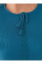 Фото #4 товара Bağlamalı Yaka Nakışlı Uzun Kollu Kadın Bluz