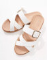 New Look cross strap flat sandal with buckle in off white