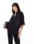 Фото #1 товара Selected Femme co-ord oversized laced shirt in black