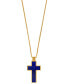 ფოტო #2 პროდუქტის EFFY® Men's Lapis Lazuli Cross 22" Pendant Necklace in 14k Gold-Plated Sterling Silver