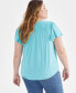 ფოტო #2 პროდუქტის Style & Co Plus Size V-Neck Smocked-Shoulder Short-Sleeve Top, Created for