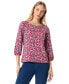 ფოტო #1 პროდუქტის Women's Printed Moss Crepe 3/4-Sleeve Top