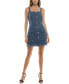 ფოტო #4 პროდუქტის Juniors' Straight-Neck Sleeveless Fringe-Trim Tweed Dress