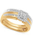 ფოტო #1 პროდუქტის Diamond Square Halo Cluster Bridal Set (3/8 ct. t.w.) in 14k Two-Tone Gold