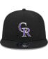 Men's Black Colorado Rockies Team Color Trucker 9FIFTY Snapback Hat