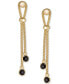 ფოტო #3 პროდუქტის Onyx Popcorn Chain Link Drop Earrings in 14k Gold-Plated Sterling Silver