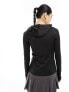 Weekday Liah tight fit zip through hoodie in black