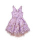 Big Girls Sleeveless Party Dress with Floral Embroidery