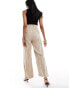 & Other Stories linen wide leg tailored trousers in beige with black pinstripes