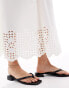 Фото #4 товара ASOS DESIGN ribbed tank maxi dress with poplin broderie hem skirt in white