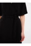 Фото #2 товара Lcw Vision Kruvaze Yaka Düz Kısa Kollu Keten Karışımlı Kadın Elbise