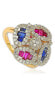 ფოტო #1 პროდუქტის Suzy Levian Sterling Silver Cubic Zirconia Multi-Color Baguette Cluster Ring