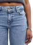 Superdry Raw hem wide leg flare jeans in sun beach blue