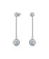 ფოტო #1 პროდუქტის White Crystal Pave Round Double Disco Ball Drop Linear Prom Dangle Earrings For Women.925 Sterling Silver