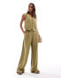 Vero Moda linen touch pleat front trouser co-ord in olive