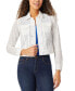 Фото #1 товара Women's Embroidered Pointelle Button-Down Trucker Jacket