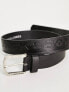 Jack & Jones faux leather belt with embossing in black