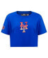 ფოტო #4 პროდუქტის Women's Royal New York Mets Painted Sky Boxy Cropped T-shirt