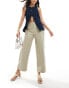 Фото #1 товара ASOS DESIGN faux leather cropped trousers in stone