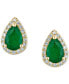 ფოტო #3 პროდუქტის EFFY® Emerald (3/4 ct. t.w.) & Diamond (1/10 ct. t.w.) Stud Earrings in 14k Gold