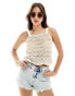 Фото #1 товара Pieces crochet cami top with wave hem in cream