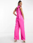 Forever New – Jumpsuit aus Satin in Rosa mit Bindedetail am Hals